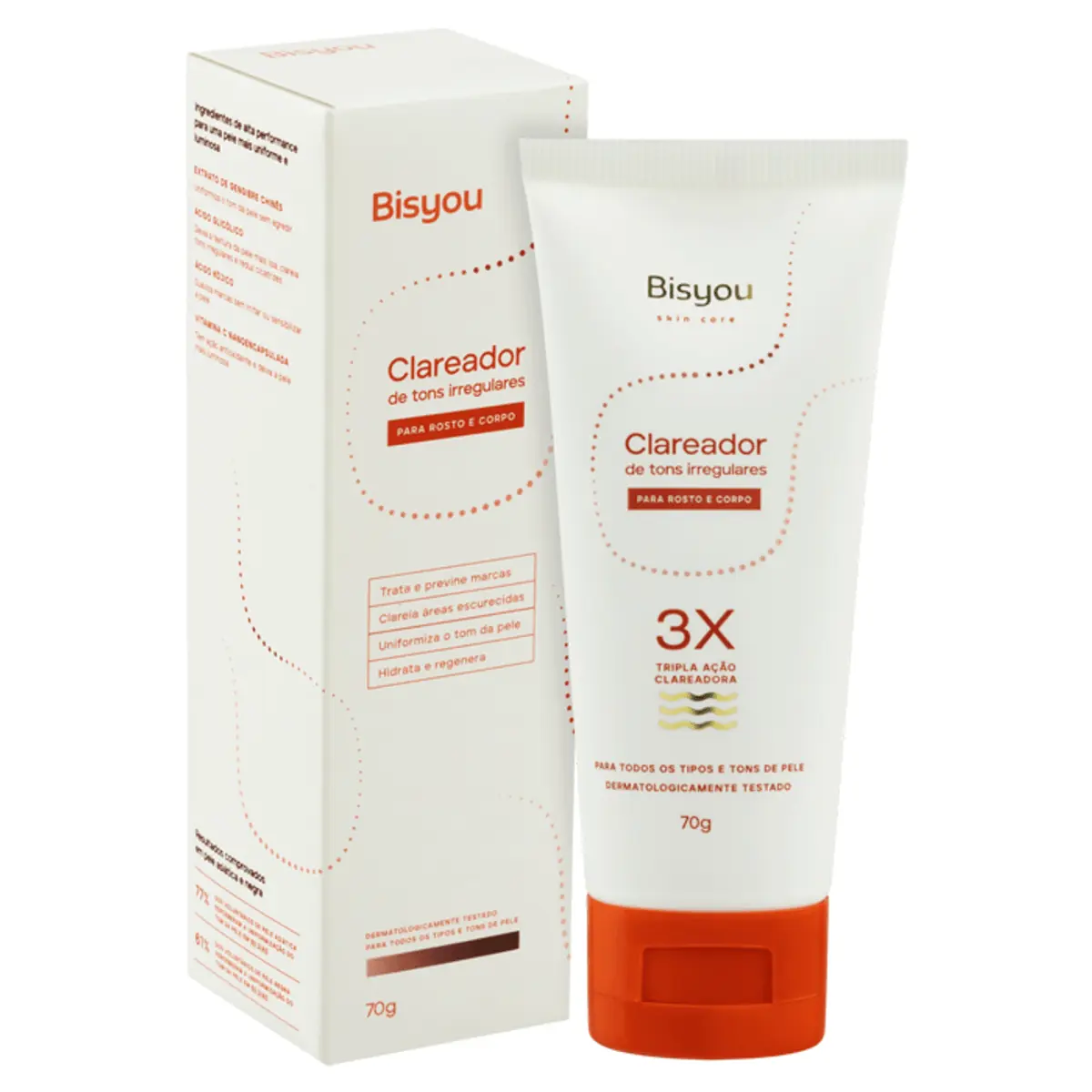 Clareador De Tons Irregulares Corpo E Rosto Bisyou Caixa 70g