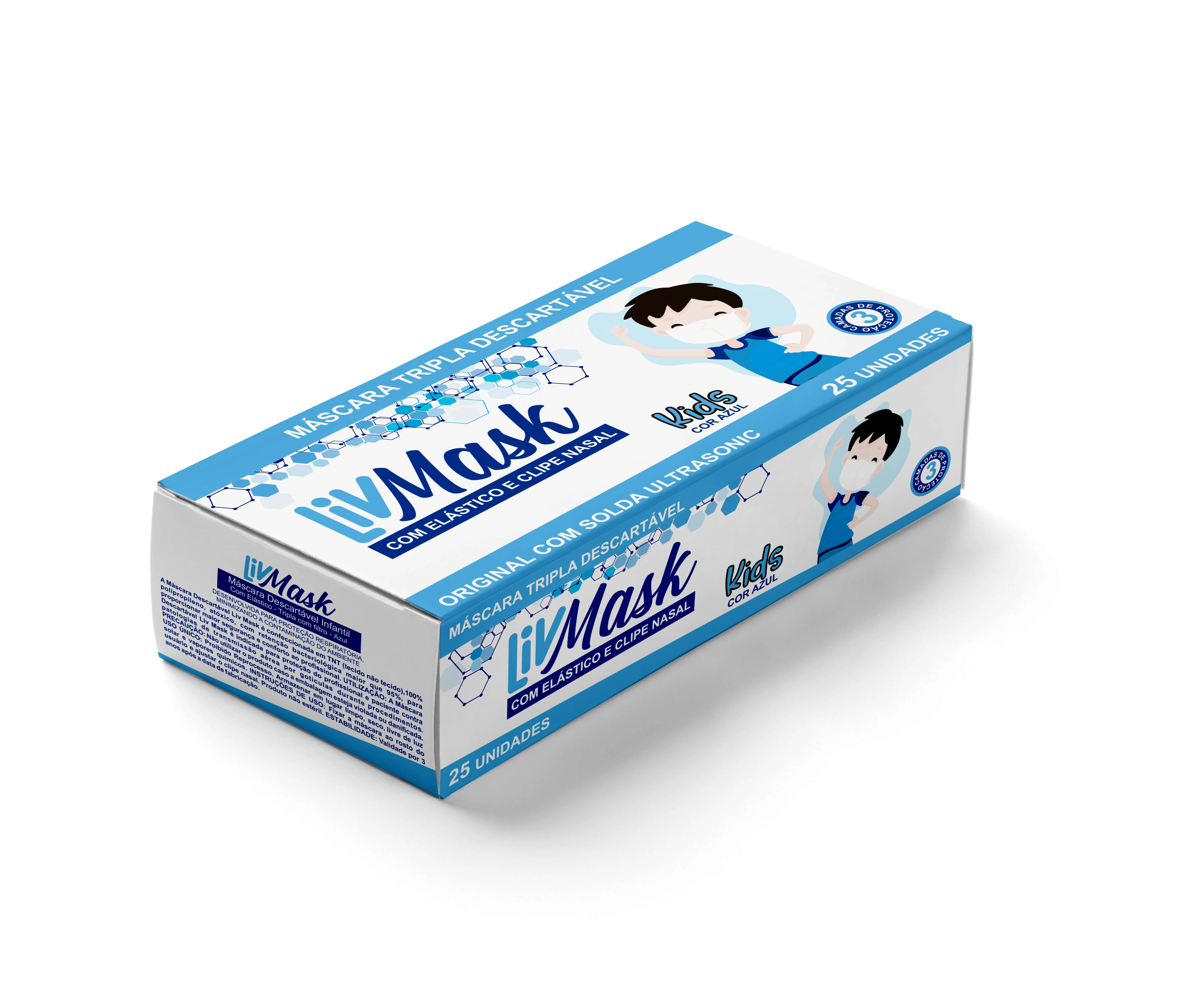 Masc Prot Facial Desc Liv Mask Inf Azul C/25