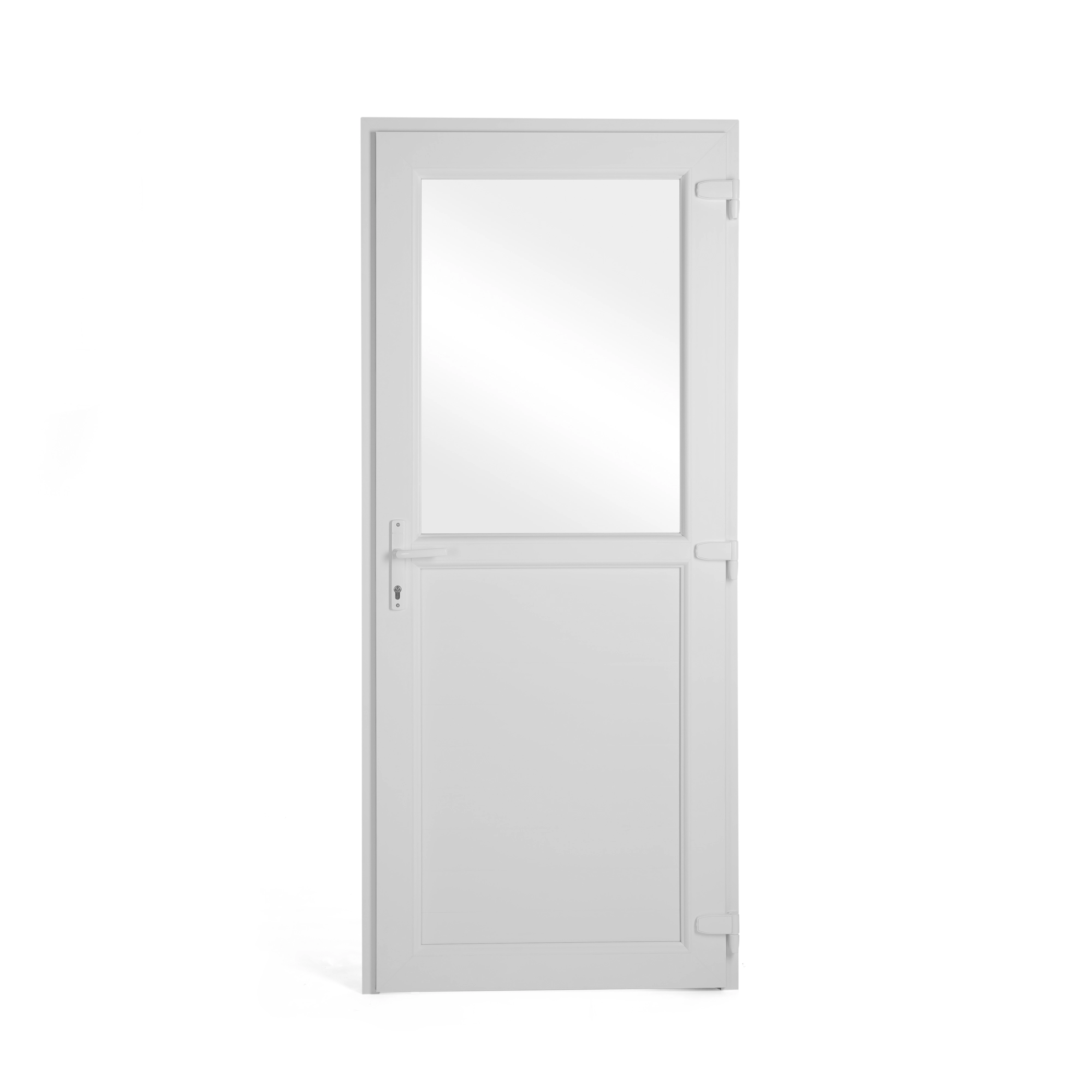Porta Lambrill e com Visor de Giro PVC Branco 2,10x0,90m Lado Esquerdo Shine