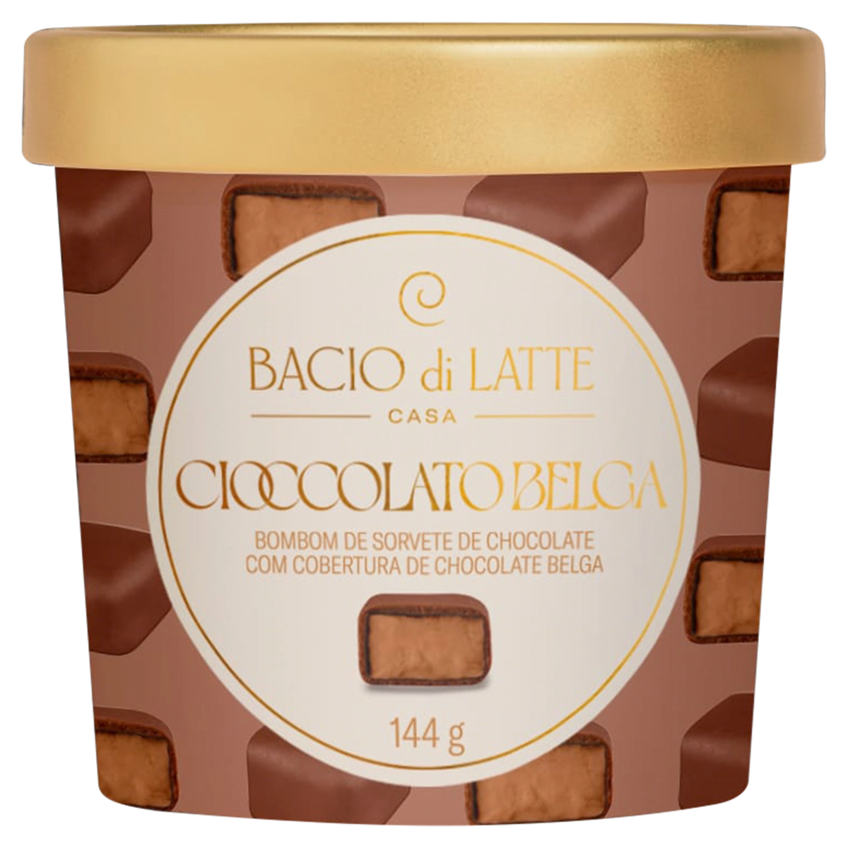 Bombom De Sorvete Cioccolato Belga Bacio Di Latte Casa Pote 144g
