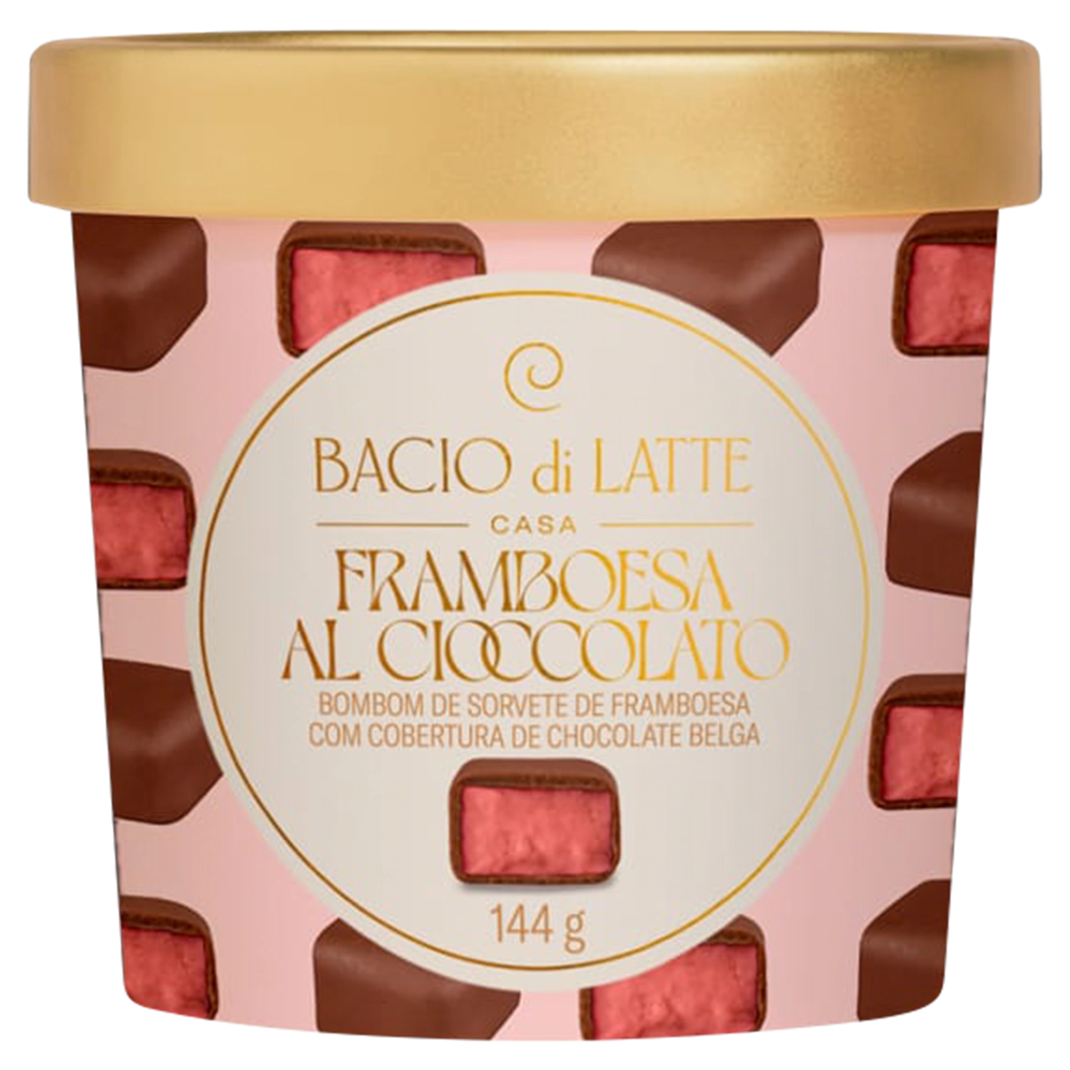 Bombom De Sorvete Framboesa Al Cioccolato Bacio Di Latte Casa Pote 144g
