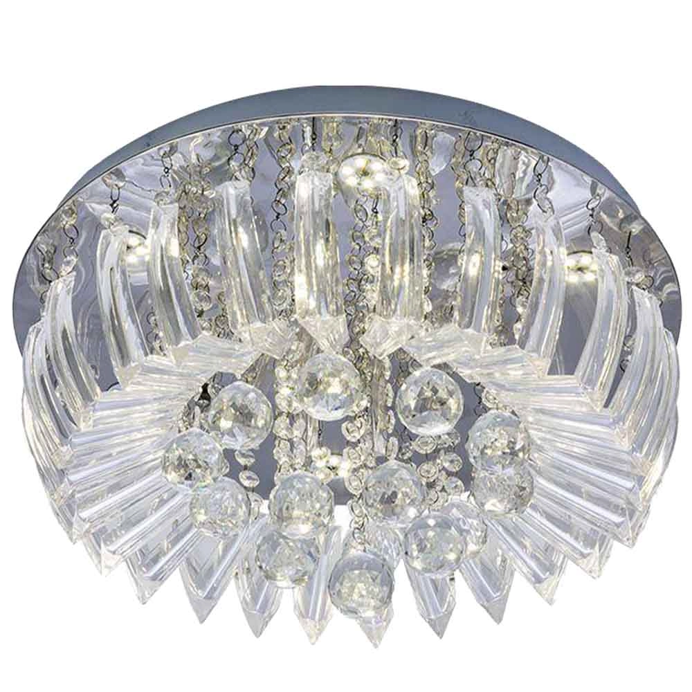 Plafon Sobrepor Led Cristal E Acrílico Greta 45cm 24w 6500k Luz Branca Esquilos Shop