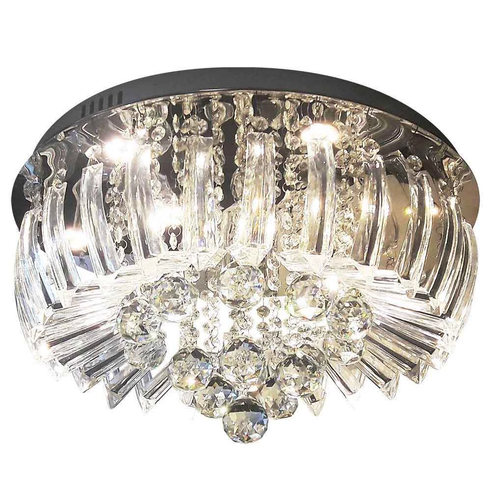 Plafon Sobrepor Led Cristal E Acrílico Greta 45cm 24w 3000k Luz Amarela Esquilos Shop