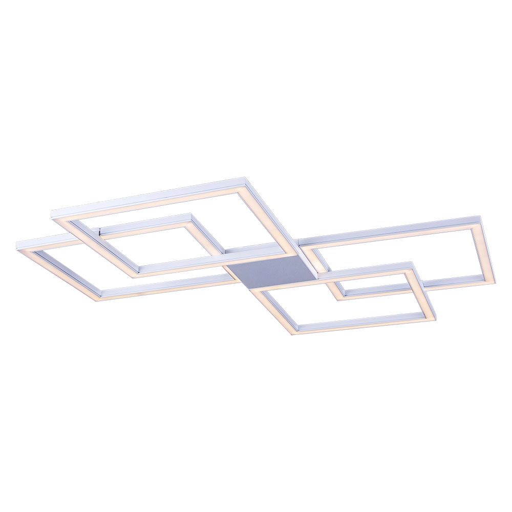Plafon De Sobrepor Perfil Led 96w Moderno Quarto Sala Escritorio Bivolt Branco Luz Amarela 3000k