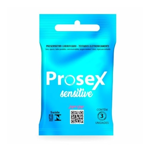Preservativo Masculino Lubrificado Sensitive Prosex Pacote 3 Unidades