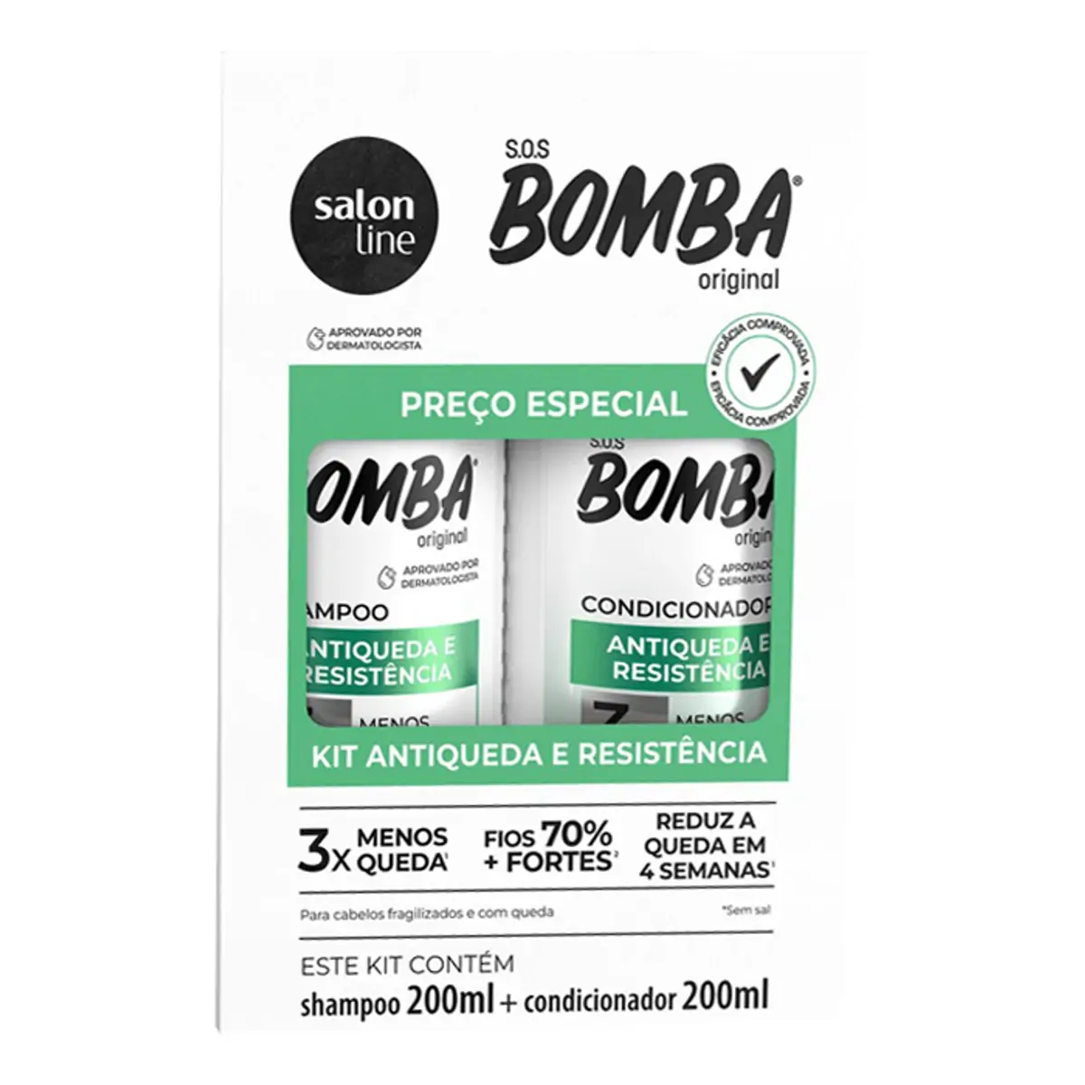 Kit Shampoo e Condicinador SOS Bomba Antiqueda Salon Line 200ml