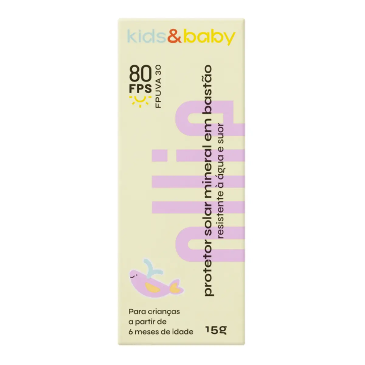 Protetor Solar Mineral Bastão Fps 80 Fp Uva 30 Ollie Kids Baby Caixa 15g