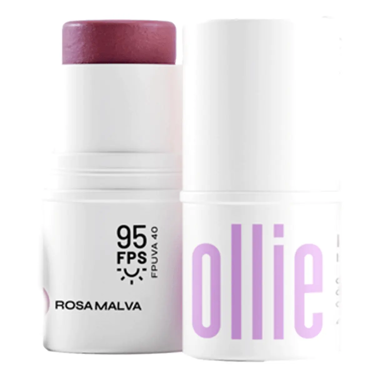 Blush, Batom E Sombra Bastão Fps 95 Rosa Malva Ollie 4,5g