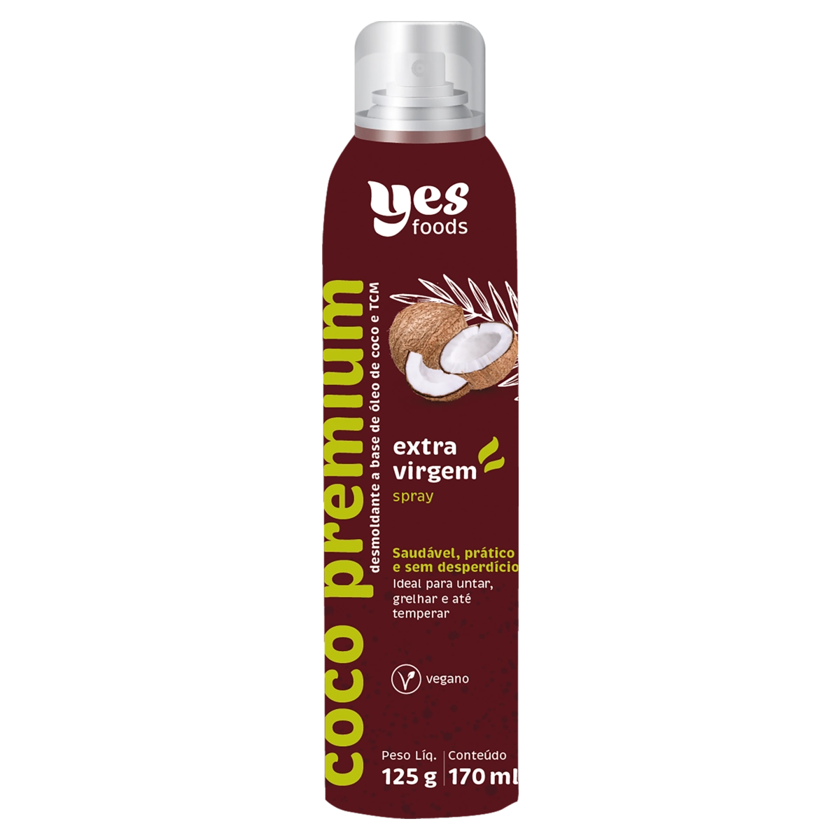 Desmoldante Aerossol De Coco Yes Foods Premium Frasco 170ml Spray