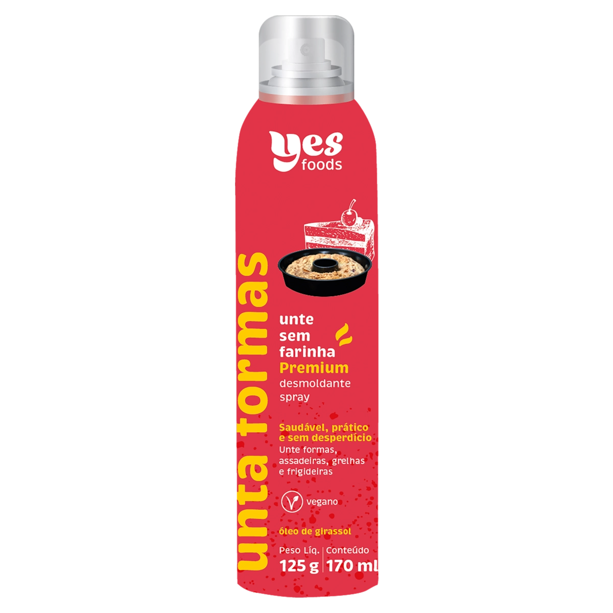 Desmoldante Aerossol De Girassol Unta Formas Sem Sabor Yes Foods Premium Frasco 170ml Spray