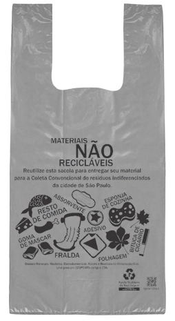 Sacola 48x55 Cinza Padrao Lei Sp 500 Unidades