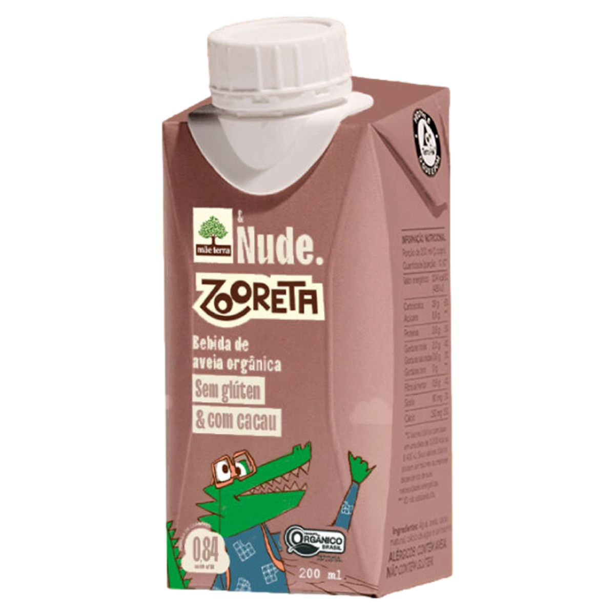 Bebida à Base De Aveia Orgânica Cacau Nude. Zooreta Caixa 200ml