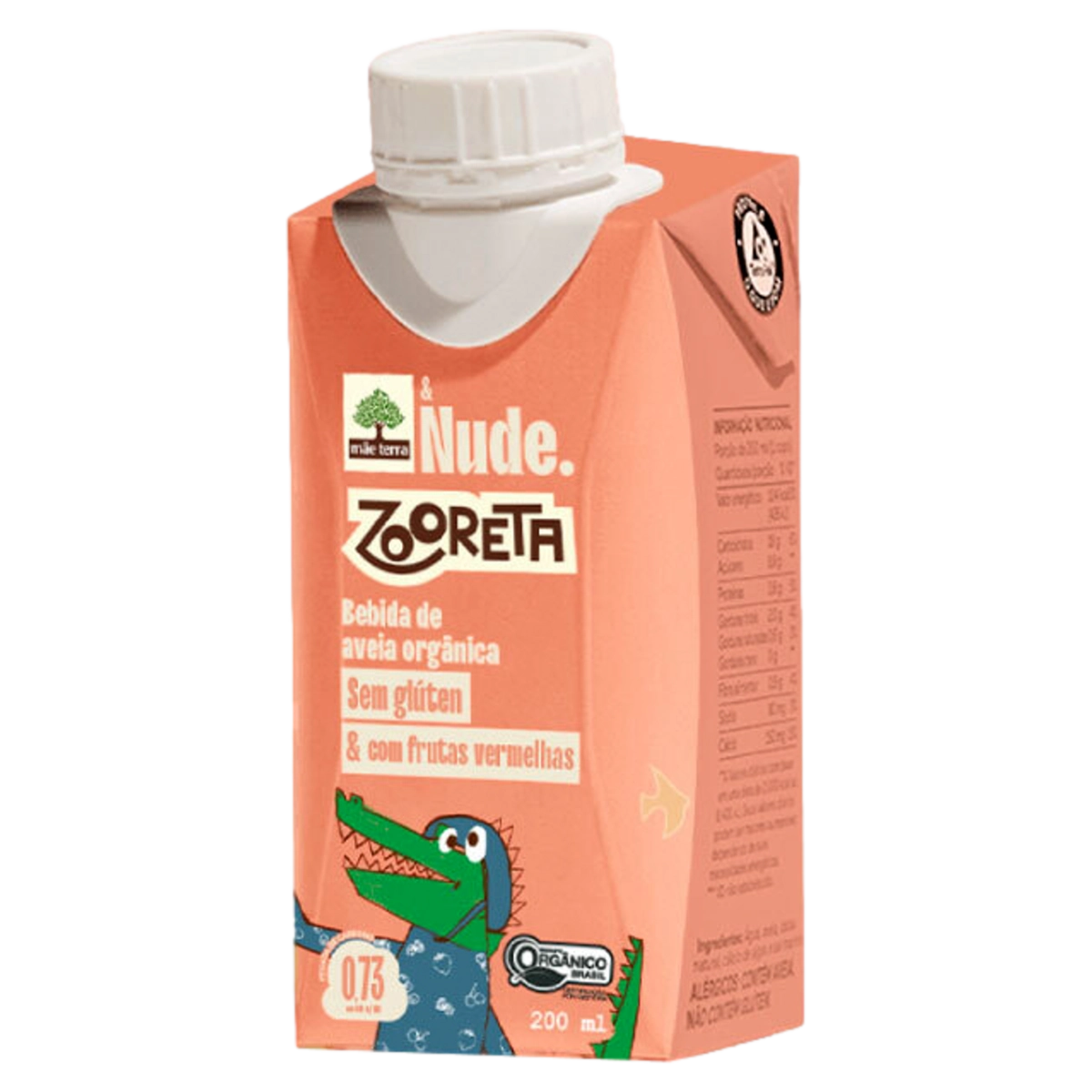 Bebida à Base De Aveia Orgânica Frutas Vermelhas Nude. Zooreta Caixa 200ml