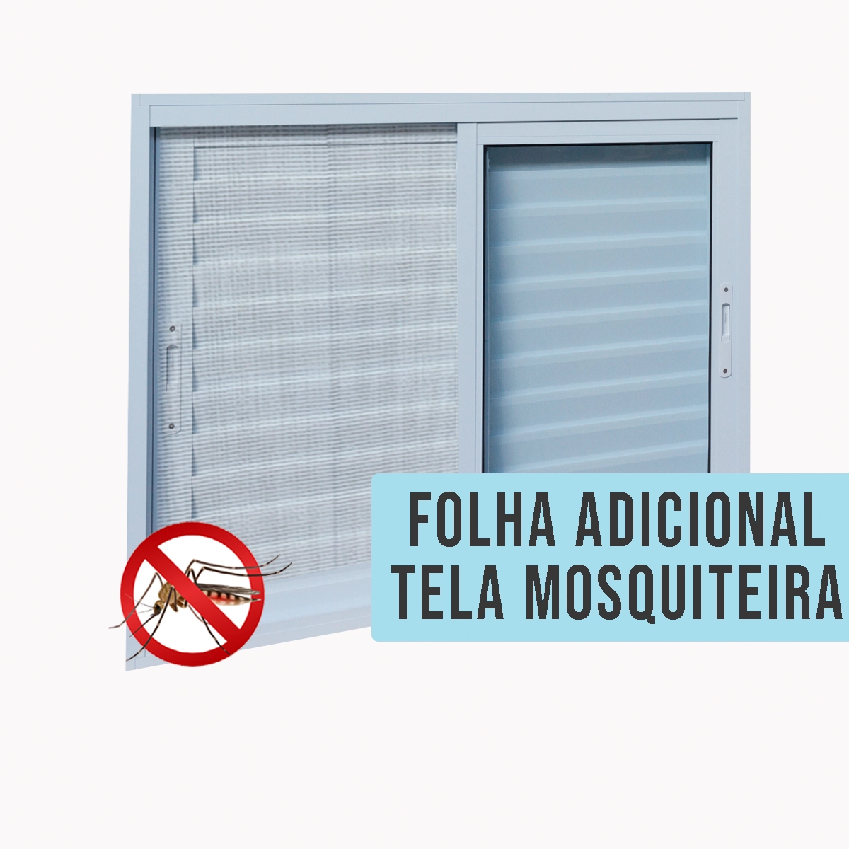Janela Veneziana de Alumínio 3 Folhas com Tela Mosquiteira Sob Medida Linha 25 OGB Esquadrias Branca