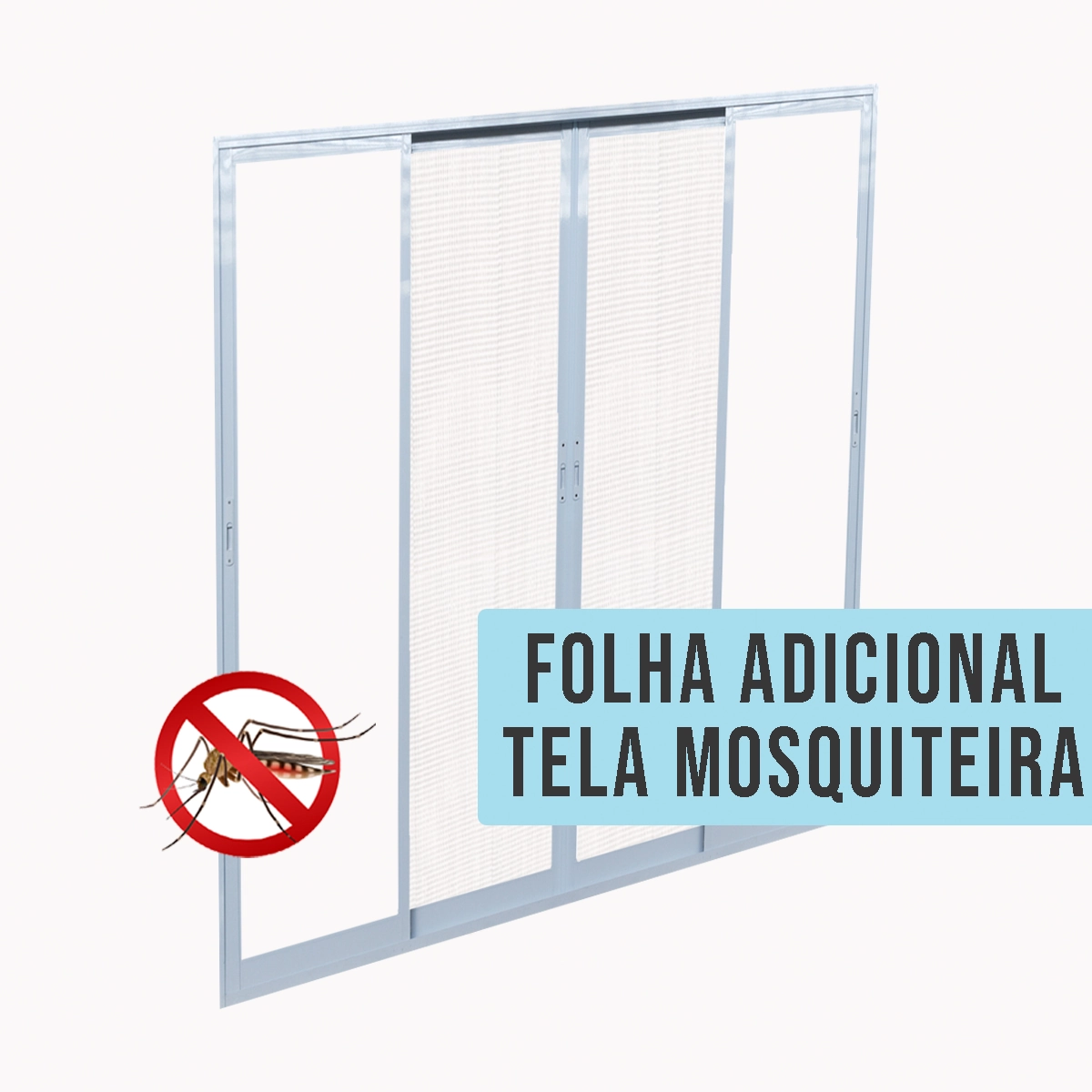 Porta de Correr Balcão 4 Folhas Alumínio Branco com Tela Mosquiteira Sob Medida Linha 25 OGB Esquadrias