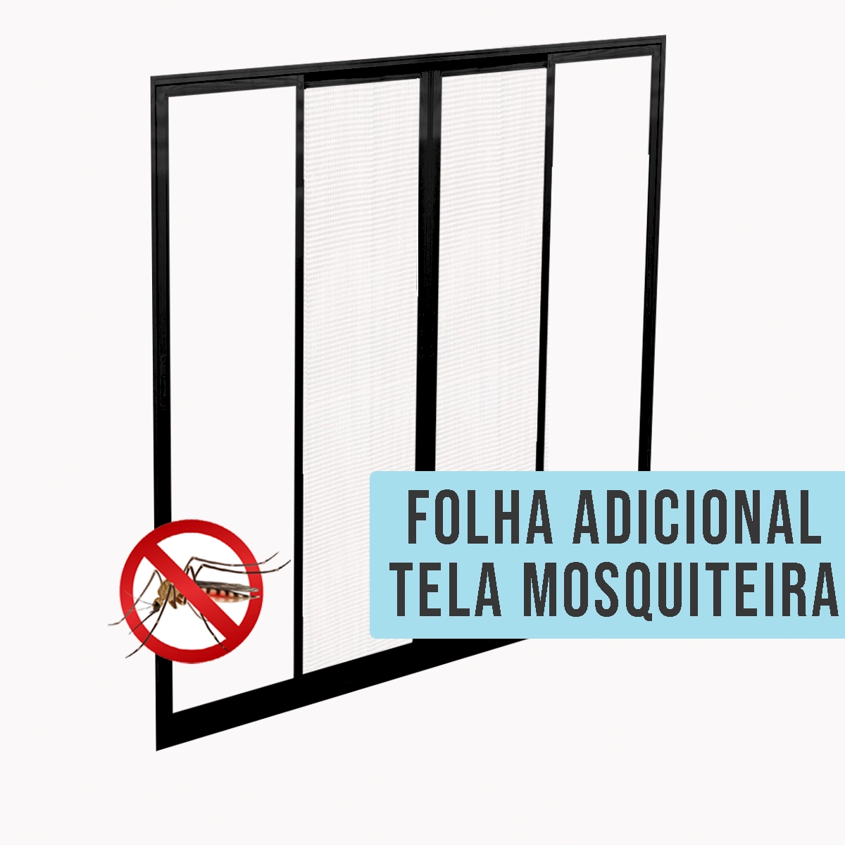 Porta de Correr Balcão 4 Folhas Alumínio Preto com Tela Mosquiteira Sob Medida Linha 25 OGB Esquadrias