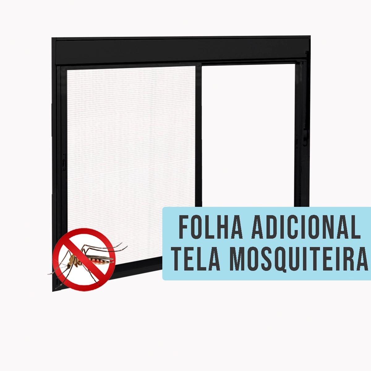 Porta de Correr 2 Folhas Alumínio Preto com Tela Mosquiteira Sob Medida Linha 25 OGB Esquadrias