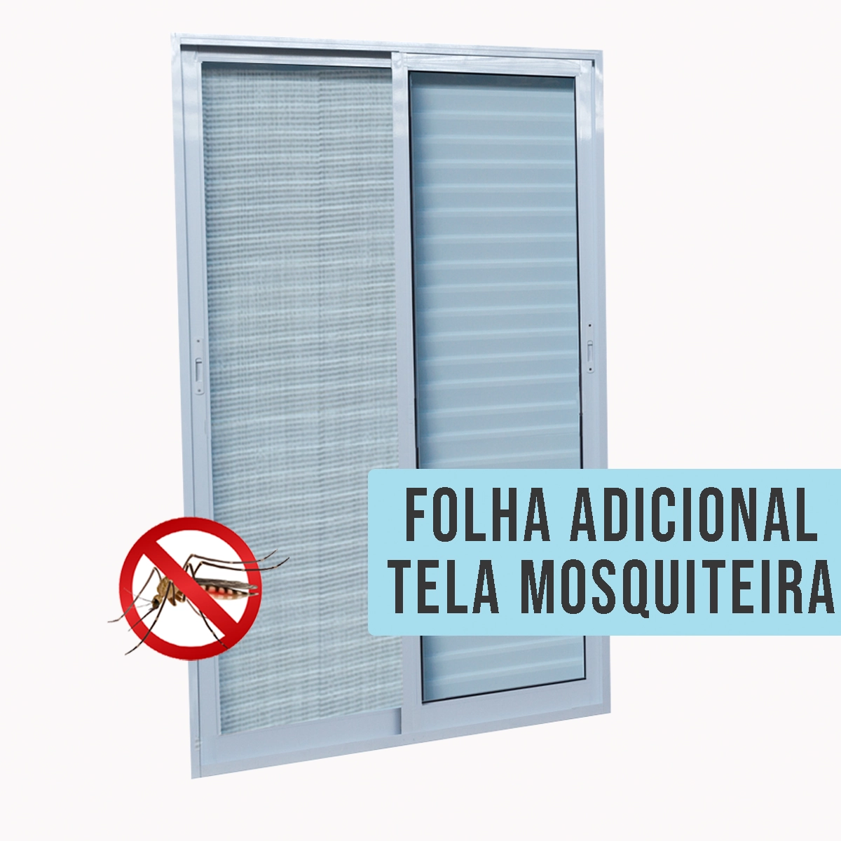 Porta de Correr Veneziana 3 Folhas Alumínio Branco com Tela Mosquiteira Sob Medida Linha 25 OGB Esquadrias