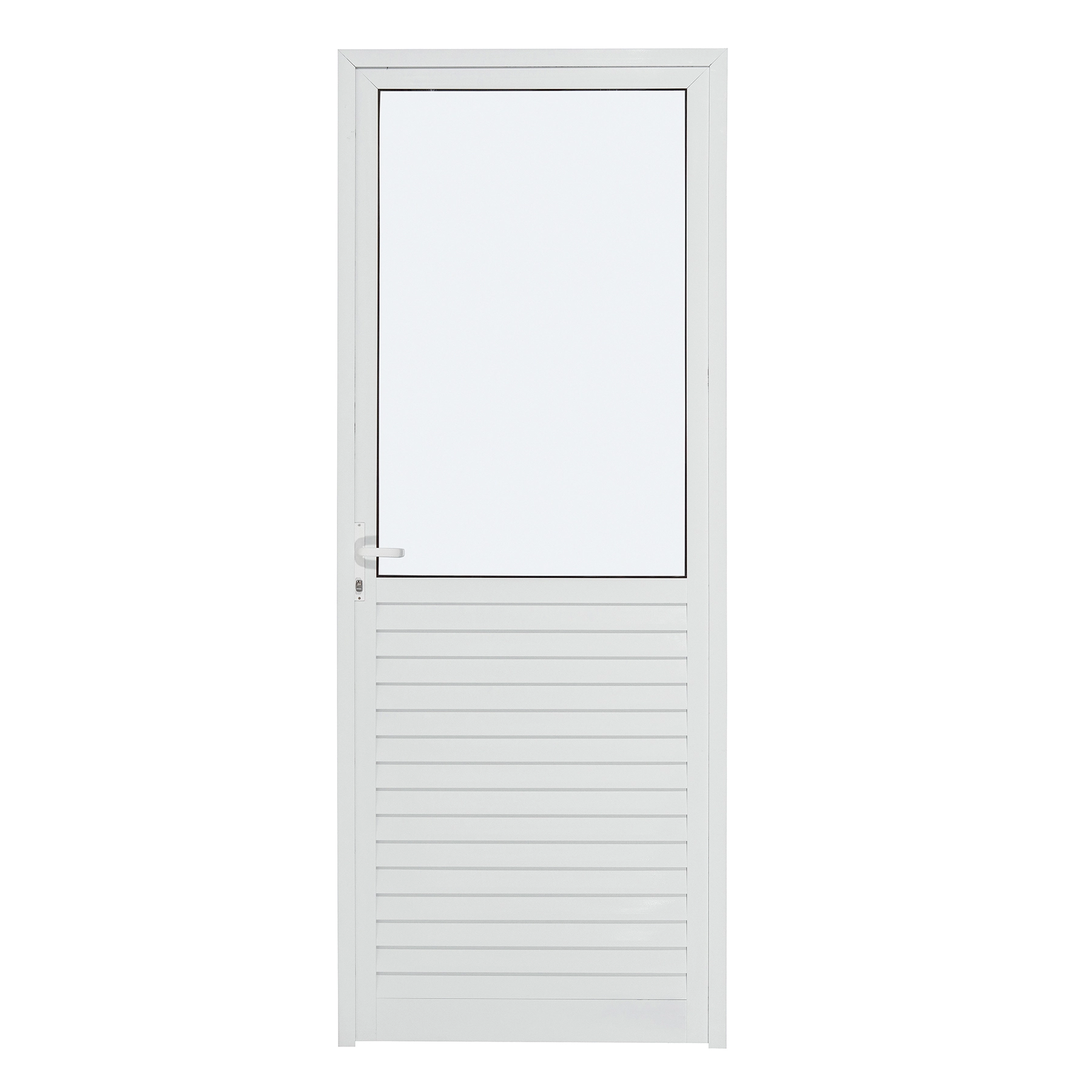 Porta de Giro Veneziana Alumínio Branco Sob Medida Linha 25 OGB Esquadrias