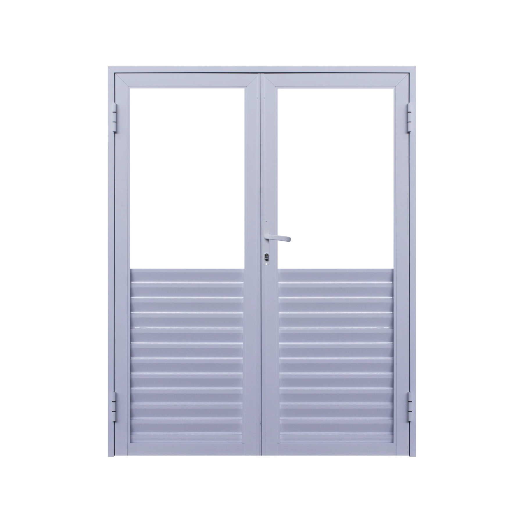 Porta de Giro Veneziana 2 Folhas Alumínio Branco Sob Medida Linha 25 OGB Esquadrias