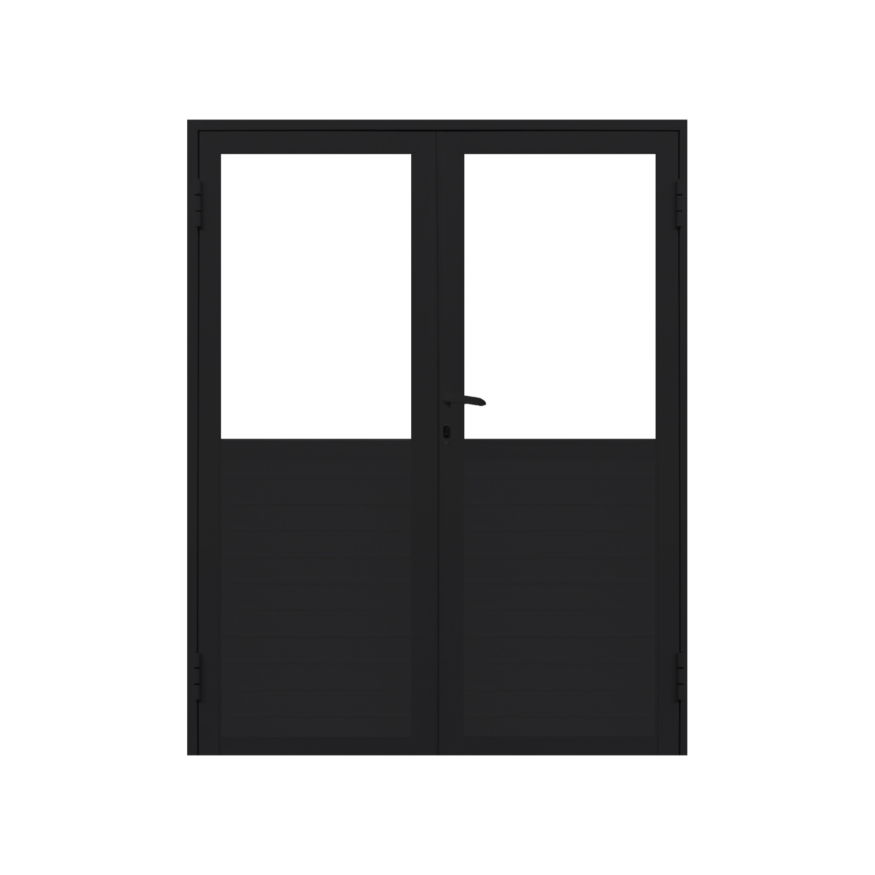 Porta de Giro Lambrill 2 Folhas Alumínio Preto Sob Medida Linha 25 OGB Esquadrias