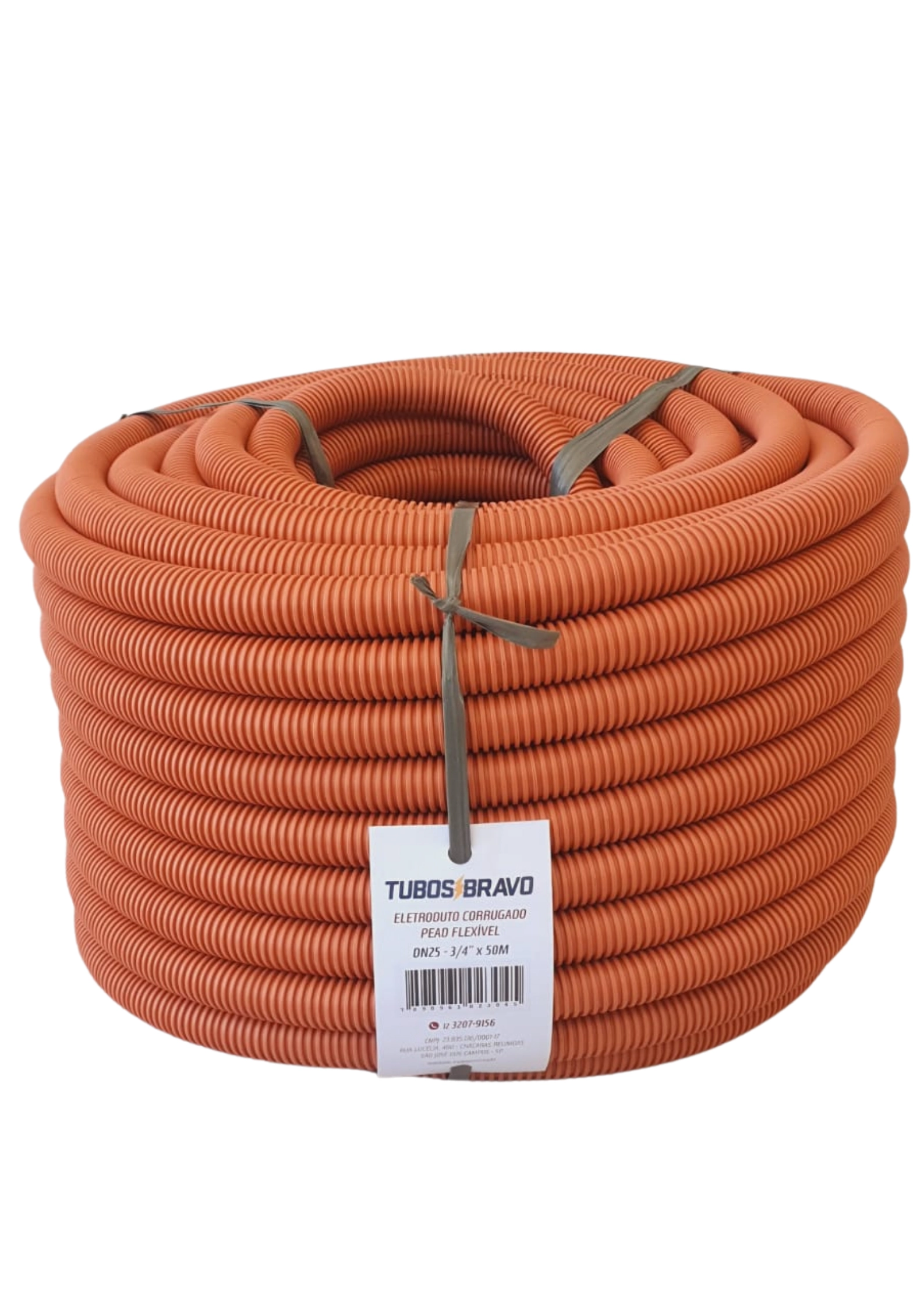 Eletroduto Corrugado Laranja 3/4" X 50m Pead Tubos Bravo