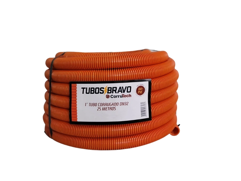 Conduíte Corrugado Laranja 1" X 25m PVC Antichamas Tubos Bravo