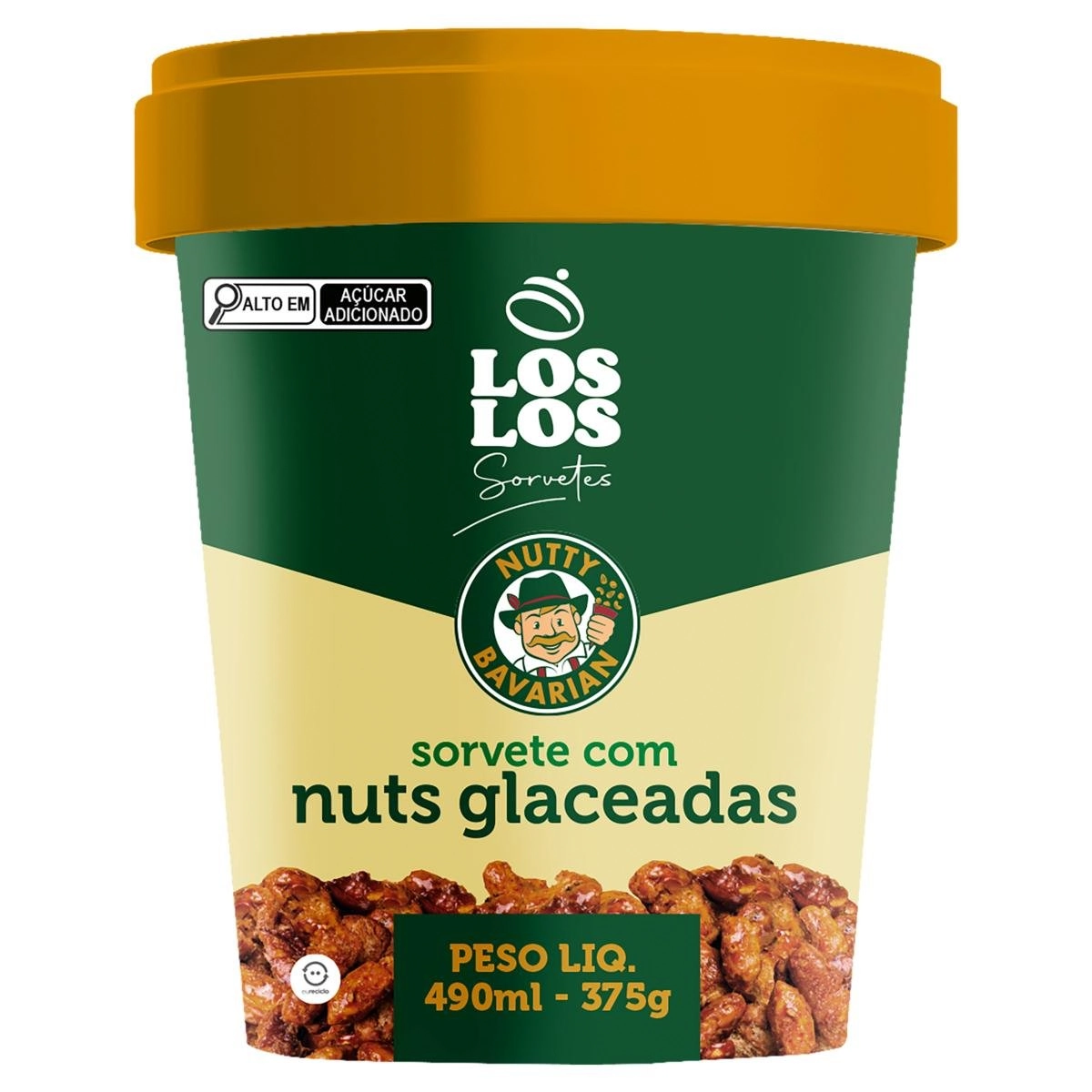 Sorvete Nuts Glaceadas Nutty Bavarian Los Los Pote 490ml