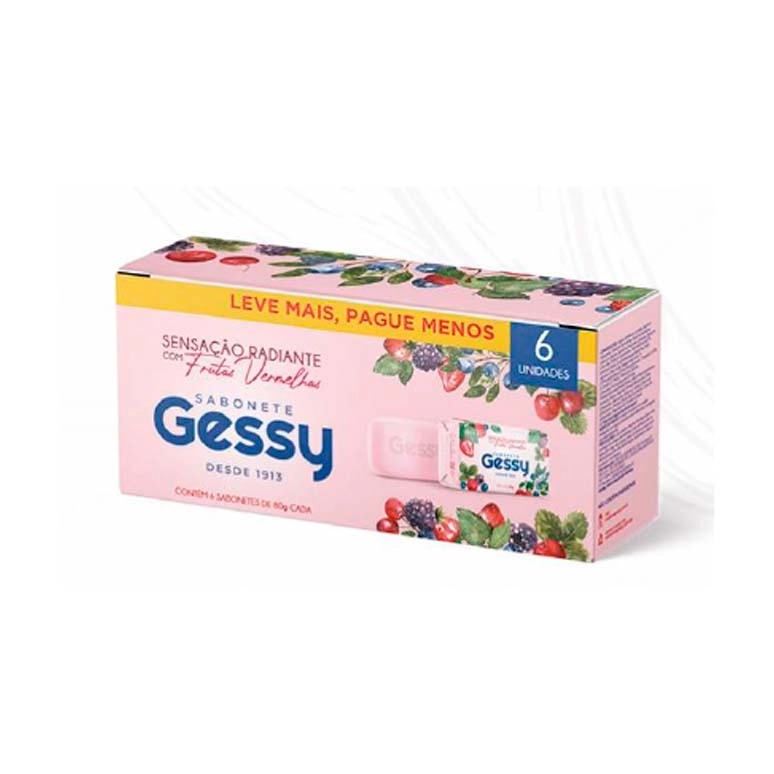 Sabonete Gessy 80g 6 Un Rediante Frutas Vermelhas Lv 6 Pg Menos
