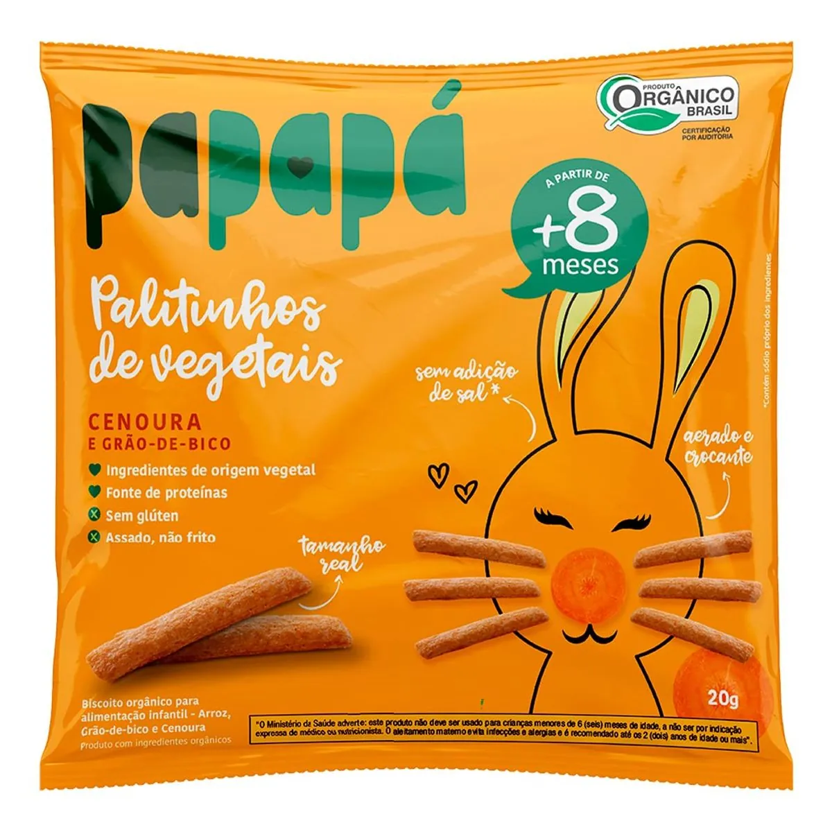 Biscoito Infantil Orgânico Sabor Cenoura Papapa 20g