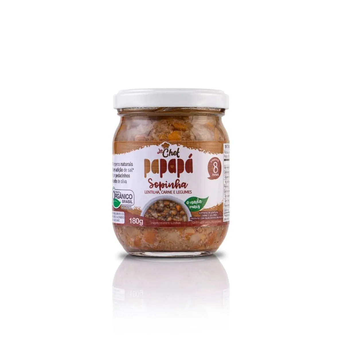 Sopinha Orgânica Lentilha, Carne E Legumes Papapá La Chef Vidro 180g