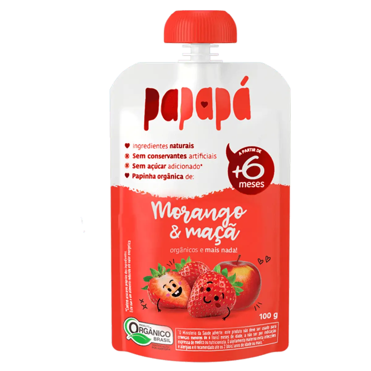 Papinha Orgânica Morango Maçã Papapá Squeeze 100g