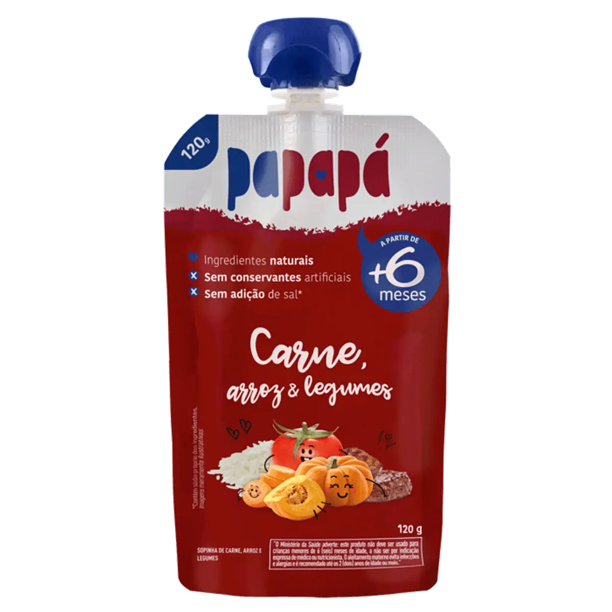 Sopinha Carne, Arroz Legumes Papapá Squeeze 120g