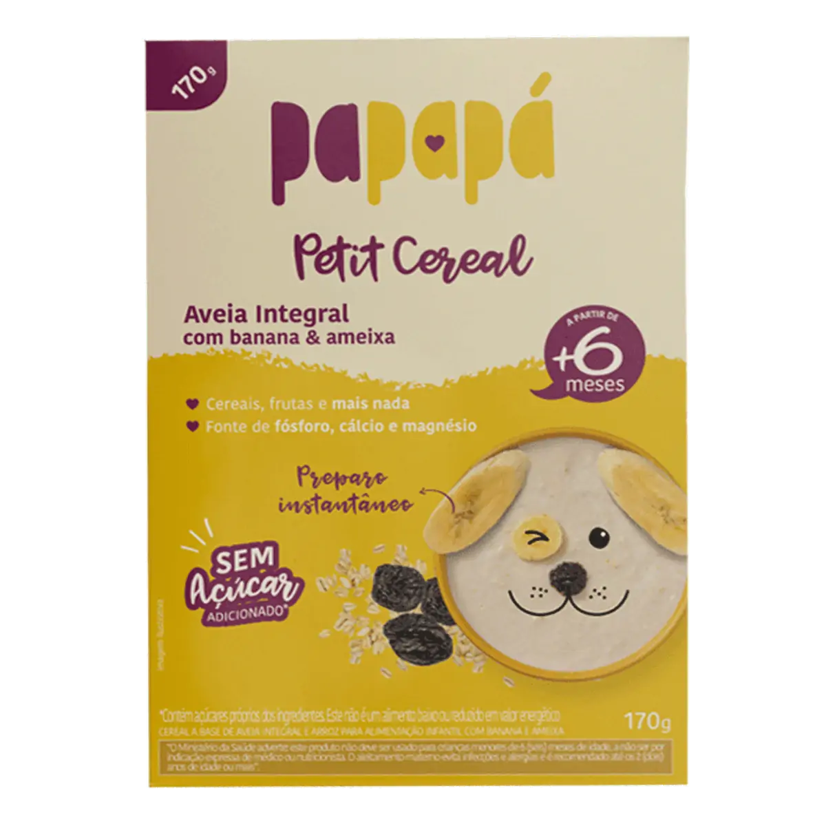 Cereal Inf Base Aveia Integral Papapa 170g Arroz C/ Banana E Ameixa