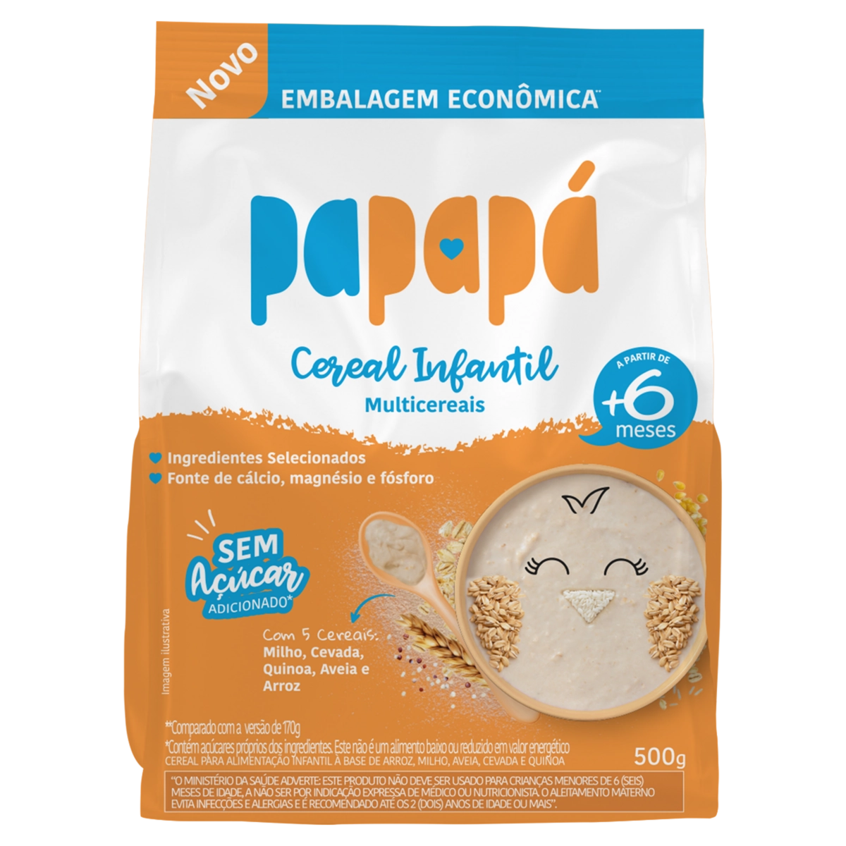 Cereal Infantil Multicereais Papapá Pacote 500g Embalagem Econômica