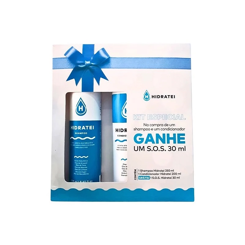 Kit Hidratei Shampoo 250ml Condicionador 200ml Sos 30ml