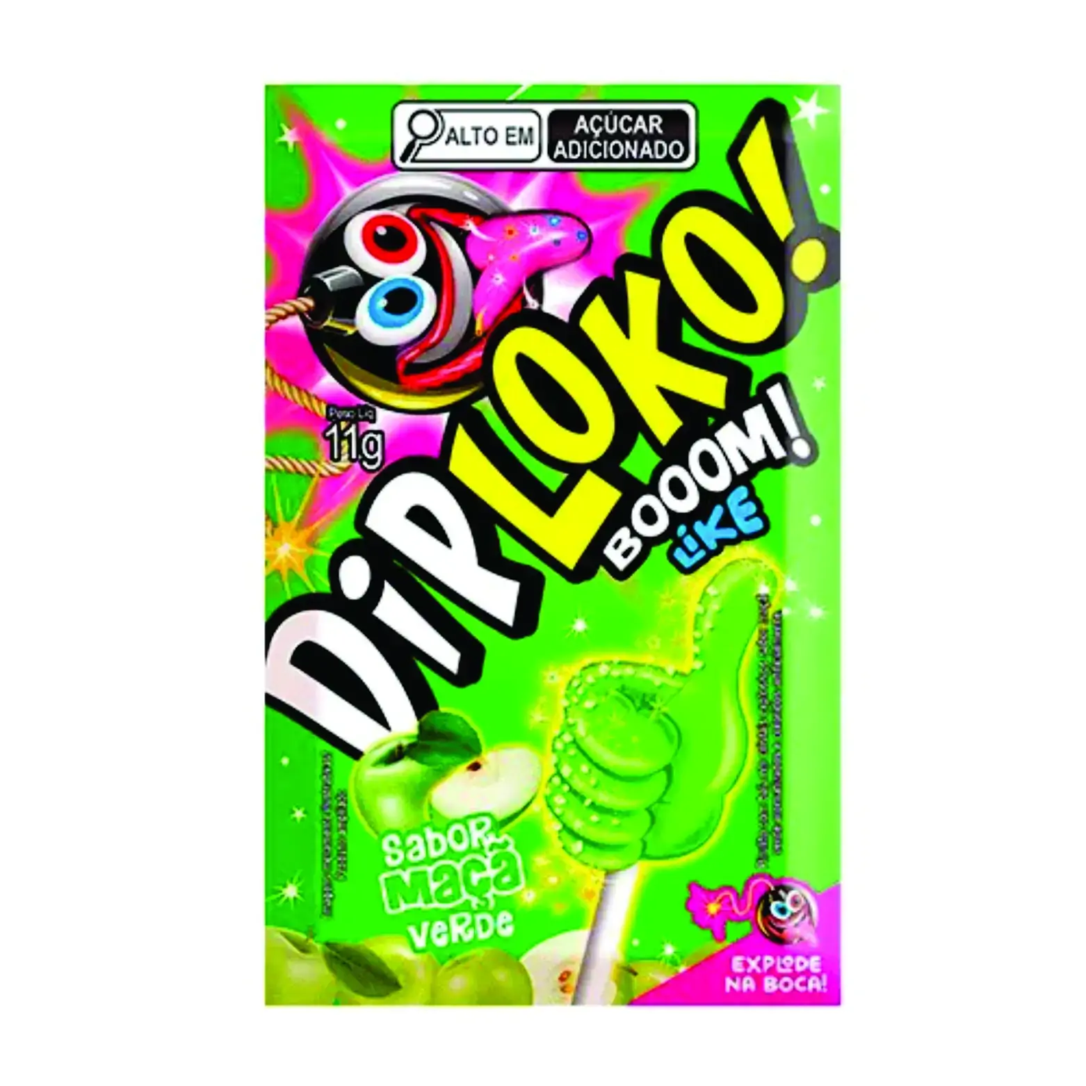 Pirulito Diploko Explosive Maca Verde 11g