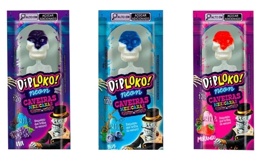 Pirulito Neon Caveiras Diploko 12g