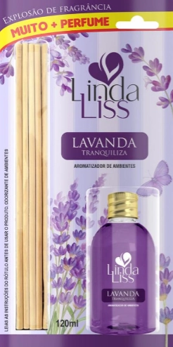 Difusor De Ambiente Linda Liss 120ml C/ Varetas Lavanda