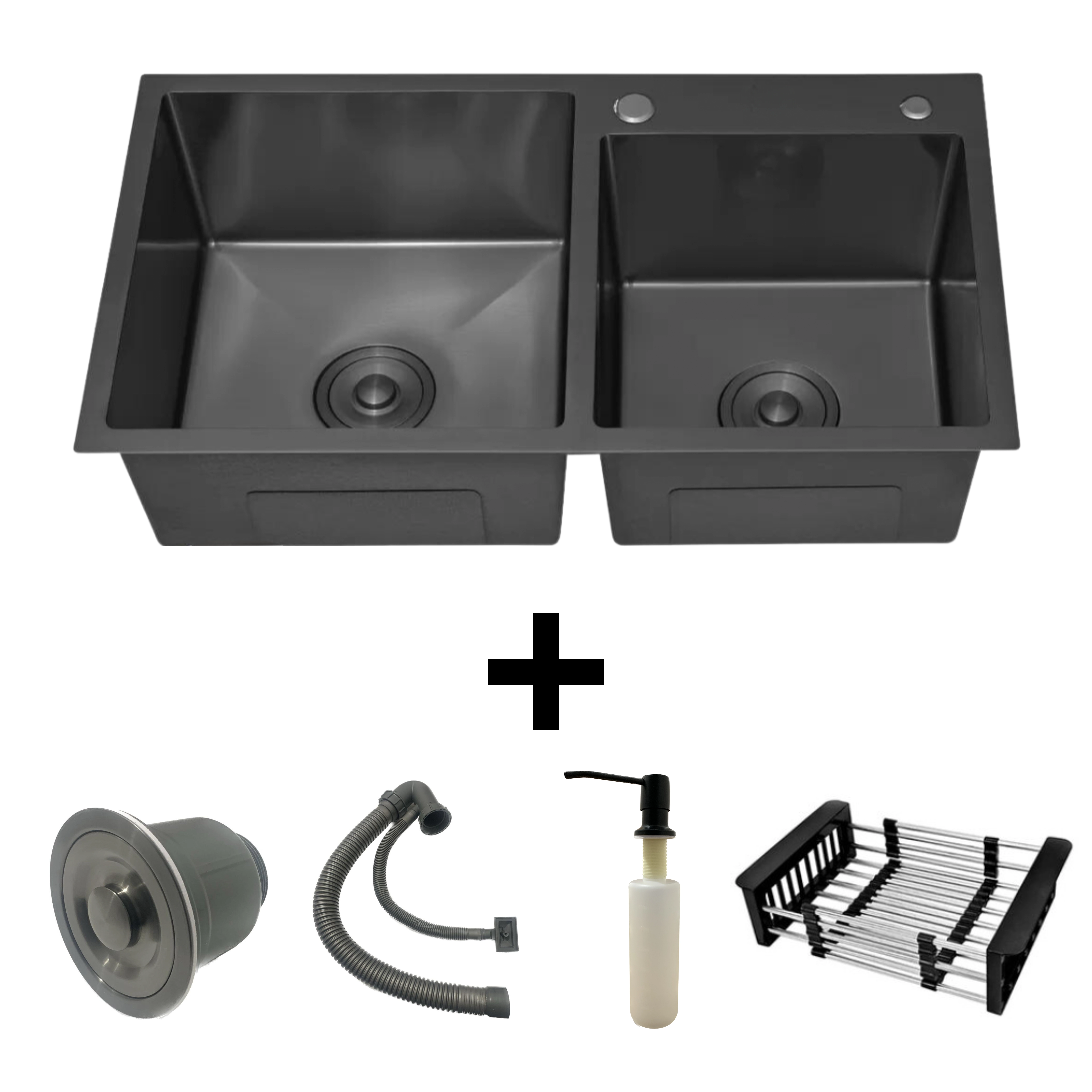 Cuba Gourmet Dupla Inox Preta Quadrada 78x43 C/ Acessórios