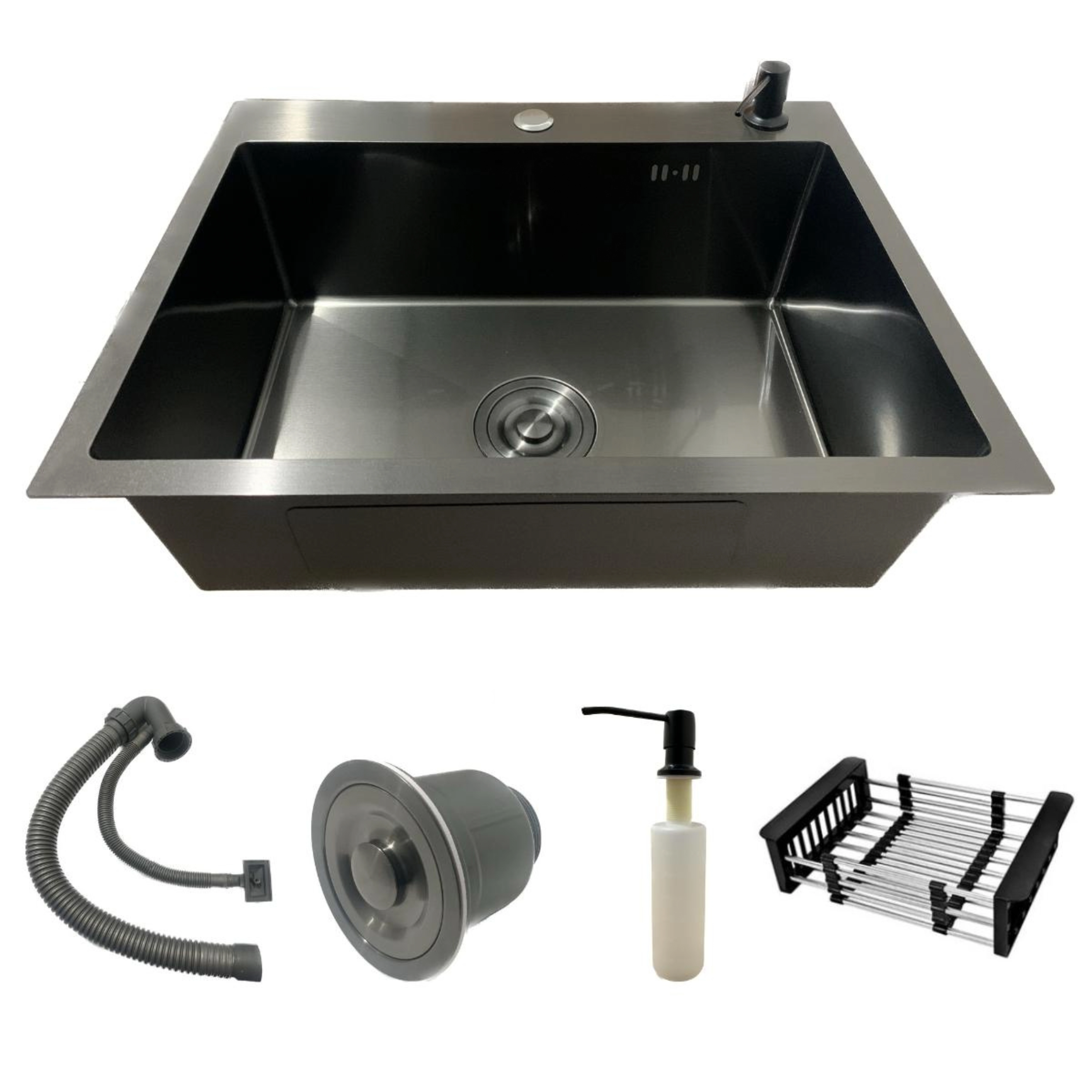 Cuba Cozinha Pia Inox Preta Quadrada Gourmet Com Acessórios.