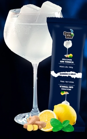 Gelo Para Gin Tônica Limão, Gengibre E Hortelã Coco Leve Pacote 190g