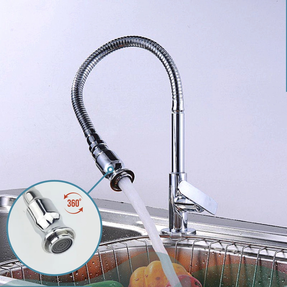 Torneira Bancada Gourmet Flexível Metal Cromada - Modelo Flex - Cromado