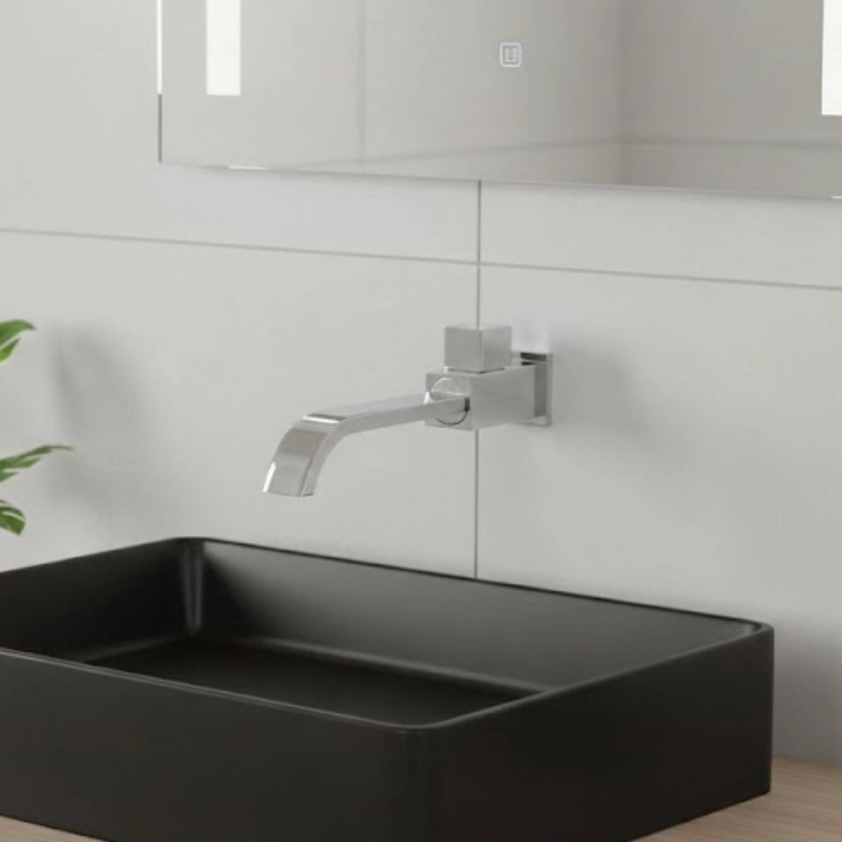 Torneira de Parede para Banheiro Lavabo Estilo Quadrada Longa c/ Giro de 360º Cromada - Modelo Grand Reno