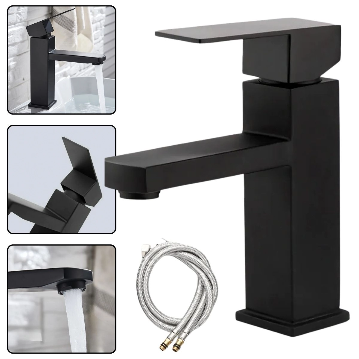 Torneira Misturador Monocomando de Bancada p/ Banheiro Lavabo Quadrada Industrial  - Modelo Bristol