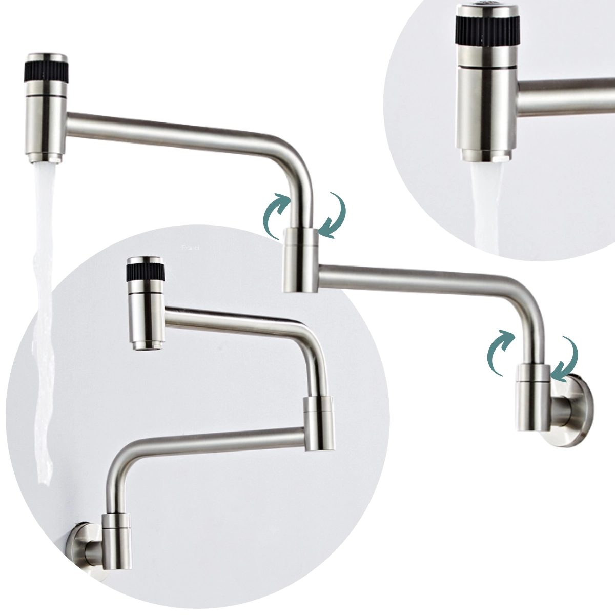 Torneira Banheiro Cozinha Gourmet Parede Articulavel Curvada Cromado Fosco Modelo Vilhena
