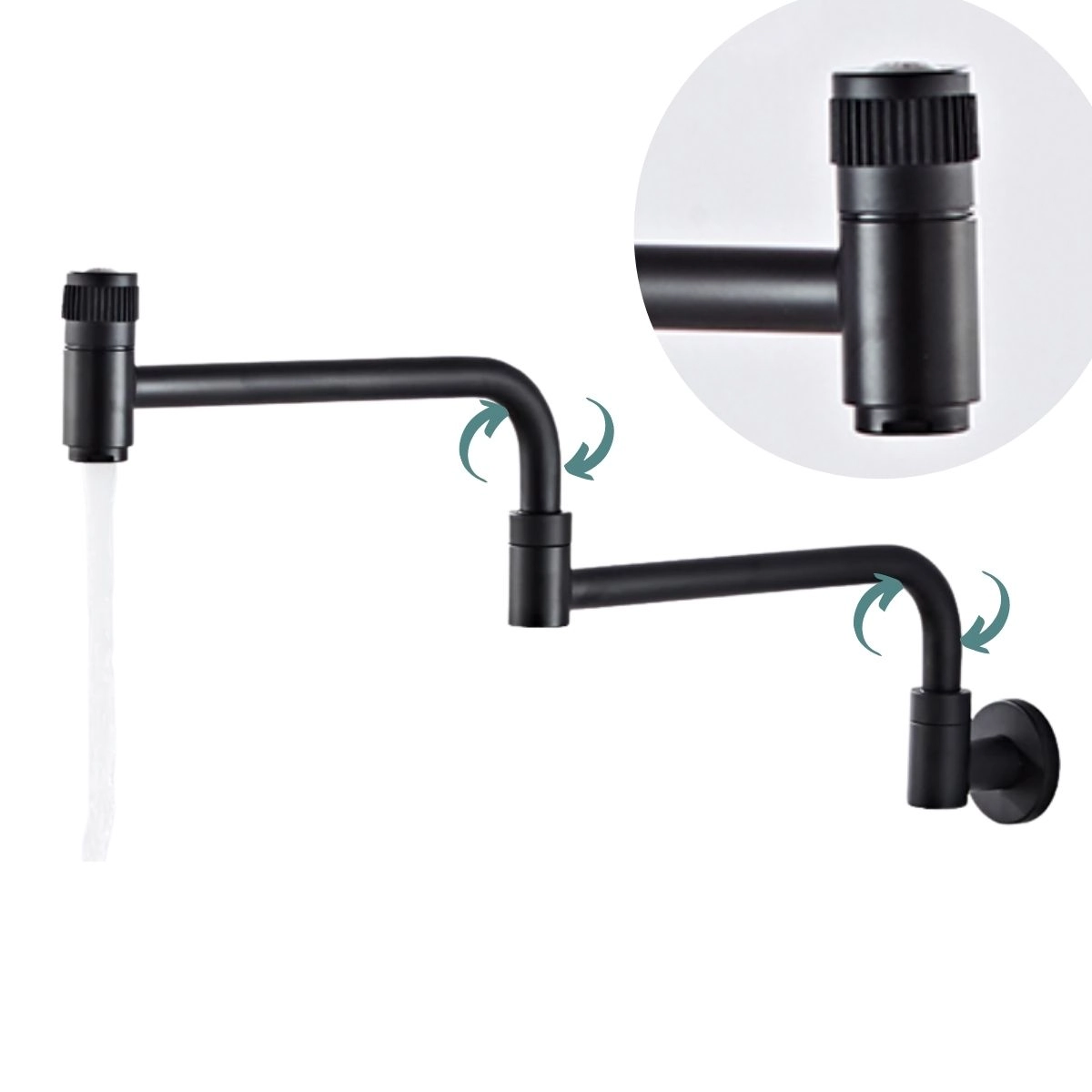 Torneira Cozinha Gourmet Parede Articulavel 45cm Industrial Gourmet Dobrável Aço Inoxidável