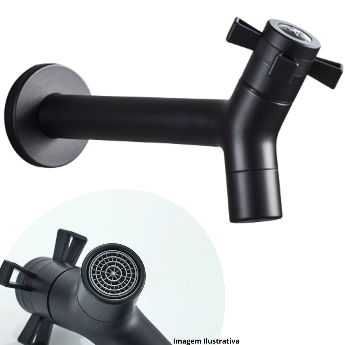 Torneira Parede Preto Fosco Estilo Industrial Aço Inoxidável Banheiro Cozinha Lavanderia Área Interna e Externa