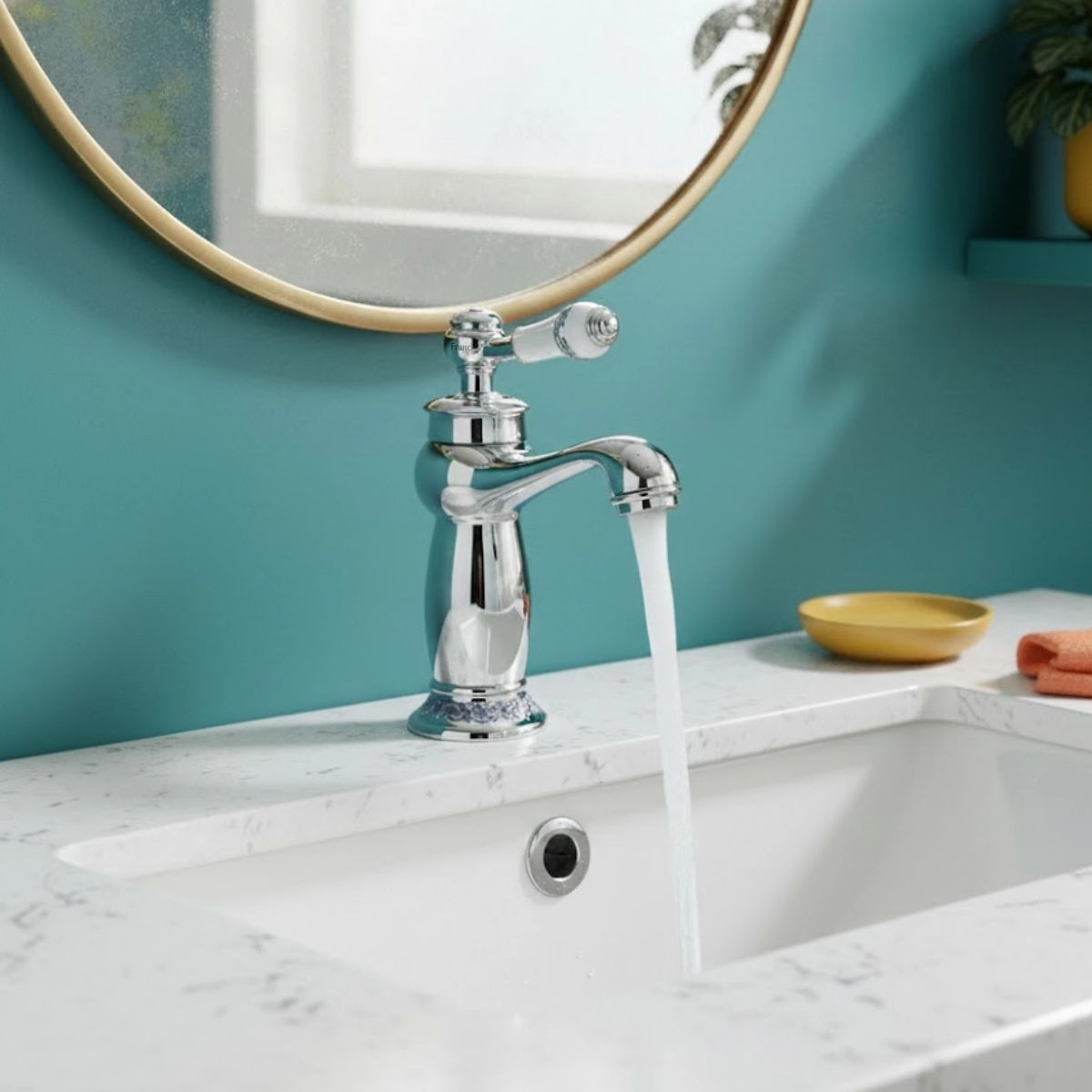 Torneira Monocomando Misturador Banheiro Lavabo Vintage Provençal Bancada Media Ceramica Cromada- Modelo Provence