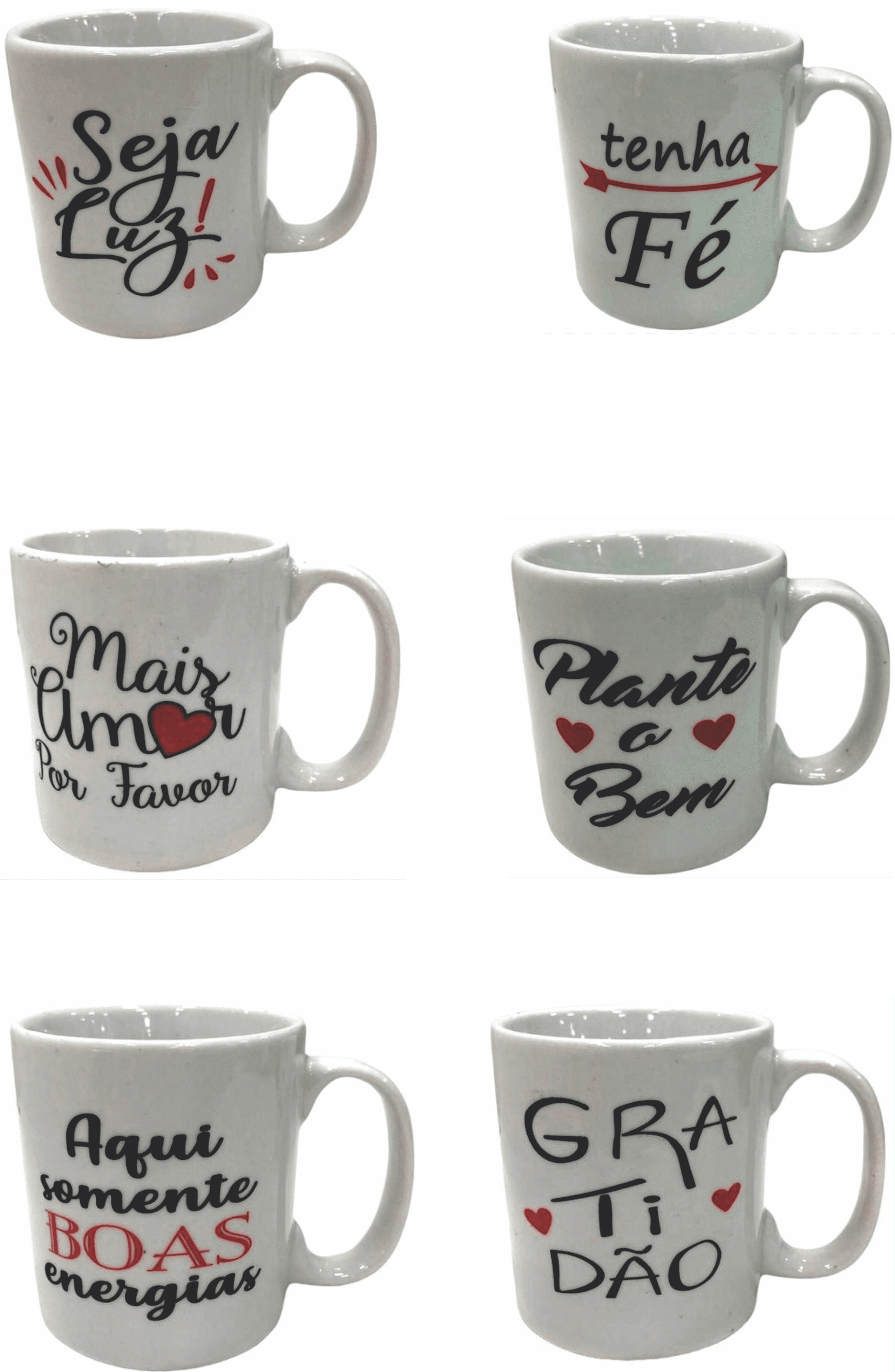 Caneca Porcelana Reta Caixa Frases 300ml U12 22 Unita
